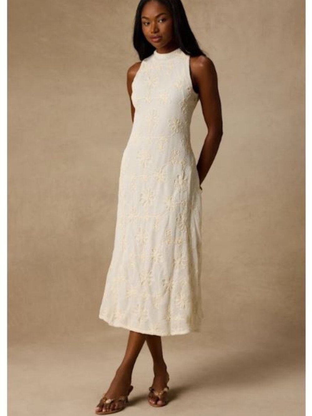 Lulus Danalee Cream Abstract Floral Embroidered Midi Dress White